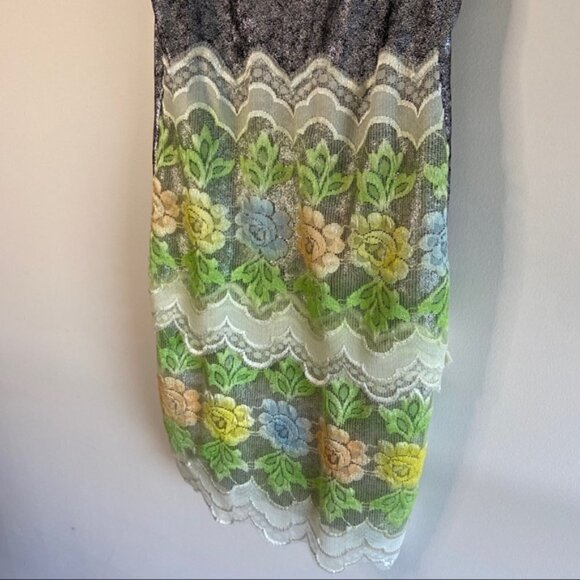 Floral Lace Mini Dress - Silver and Multicolor - Picture 7 of 10